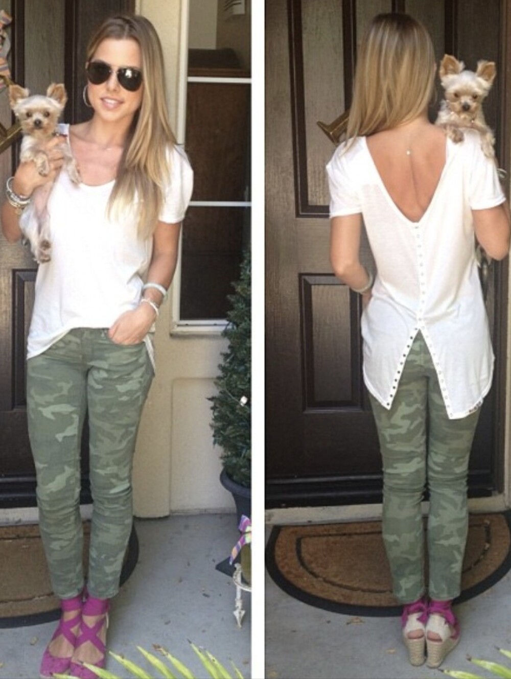 Talia Hancock Luxury Peruvian Pima Cotton Scoop Neck Snap Button Tee Shirt White